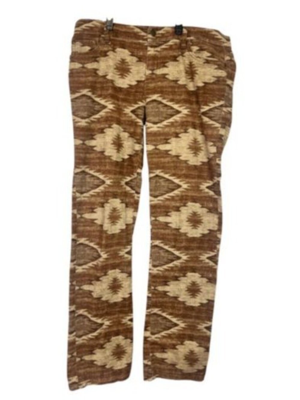 LAUREN RALPH LAUREN Jeans Brown Aztec Modern Straight Leg Stretch Sz 10 Denim